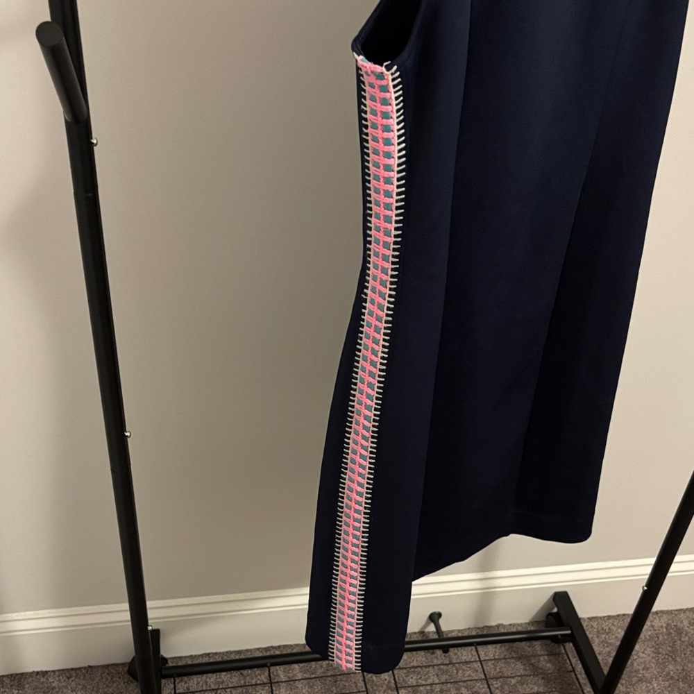 Lilly Pulitzer Mila Navy Shift Dress with Pink & blue Side Trim - Picture 3 of 4